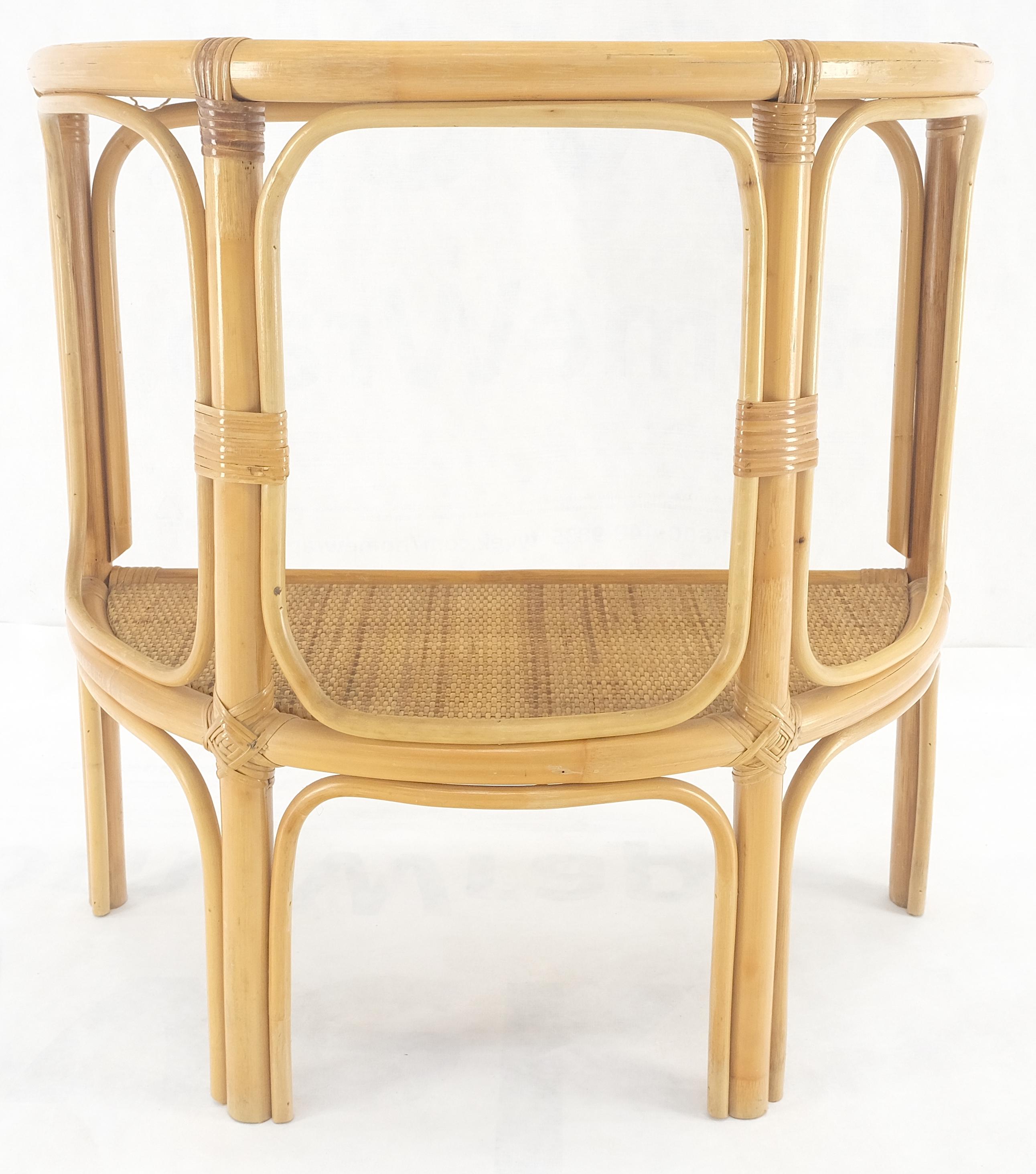 20th Century Mid Century Modern Demilune Rattan Cane Bamboo Two Tier Wall Console Table MINT