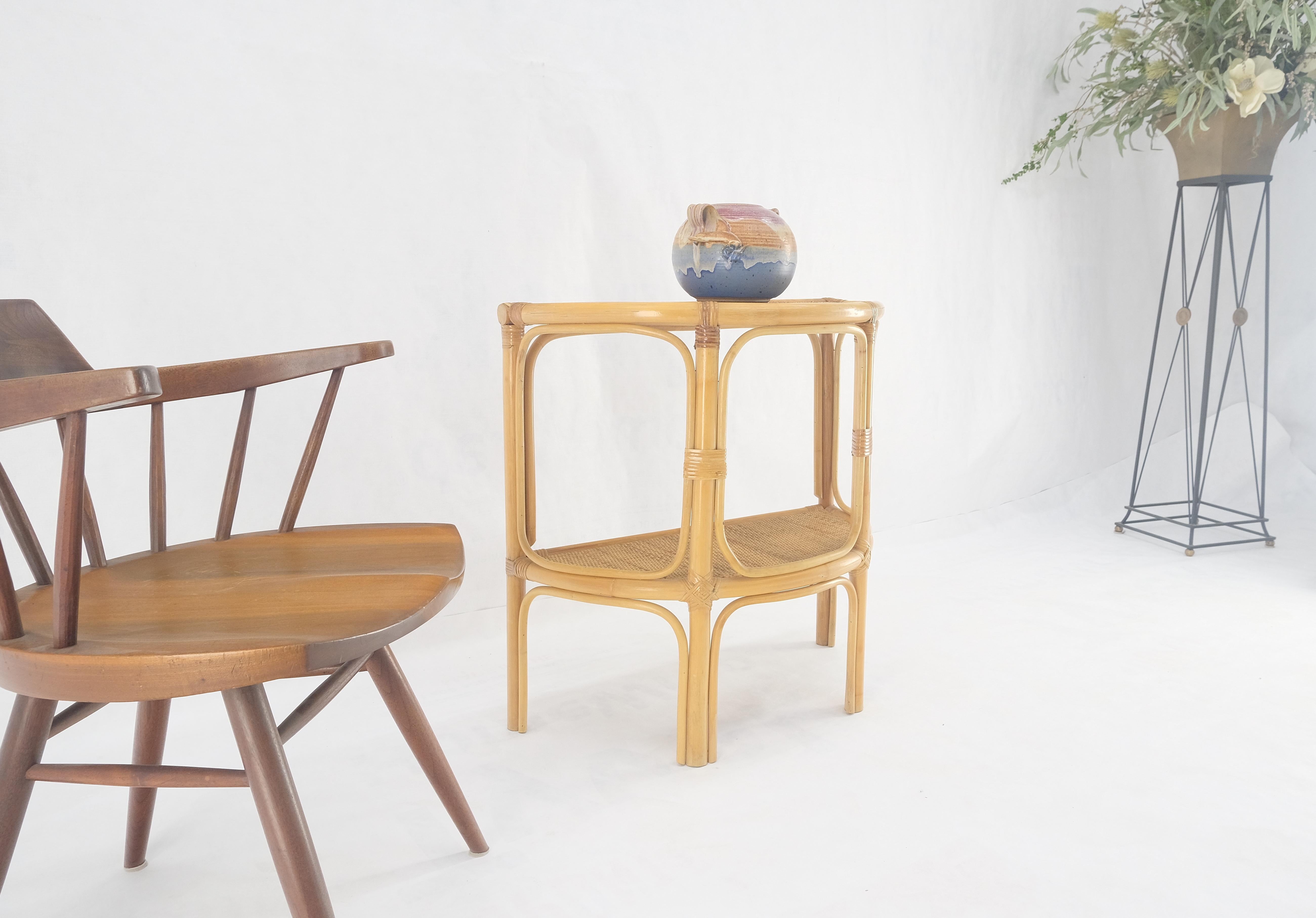 Mid Century Modern Demilune Rattan Cane Bamboo Two Tier Wall Console Table MINT 3