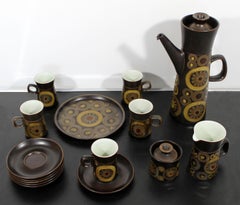 Mid-Century Modern Denby Arabesque Tea Coffee Service Set England 1960s Floral