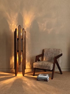 Mid-Century Modern Design Ambiance Light Hand-Crafted Massivholz Stehleuchte NOVA