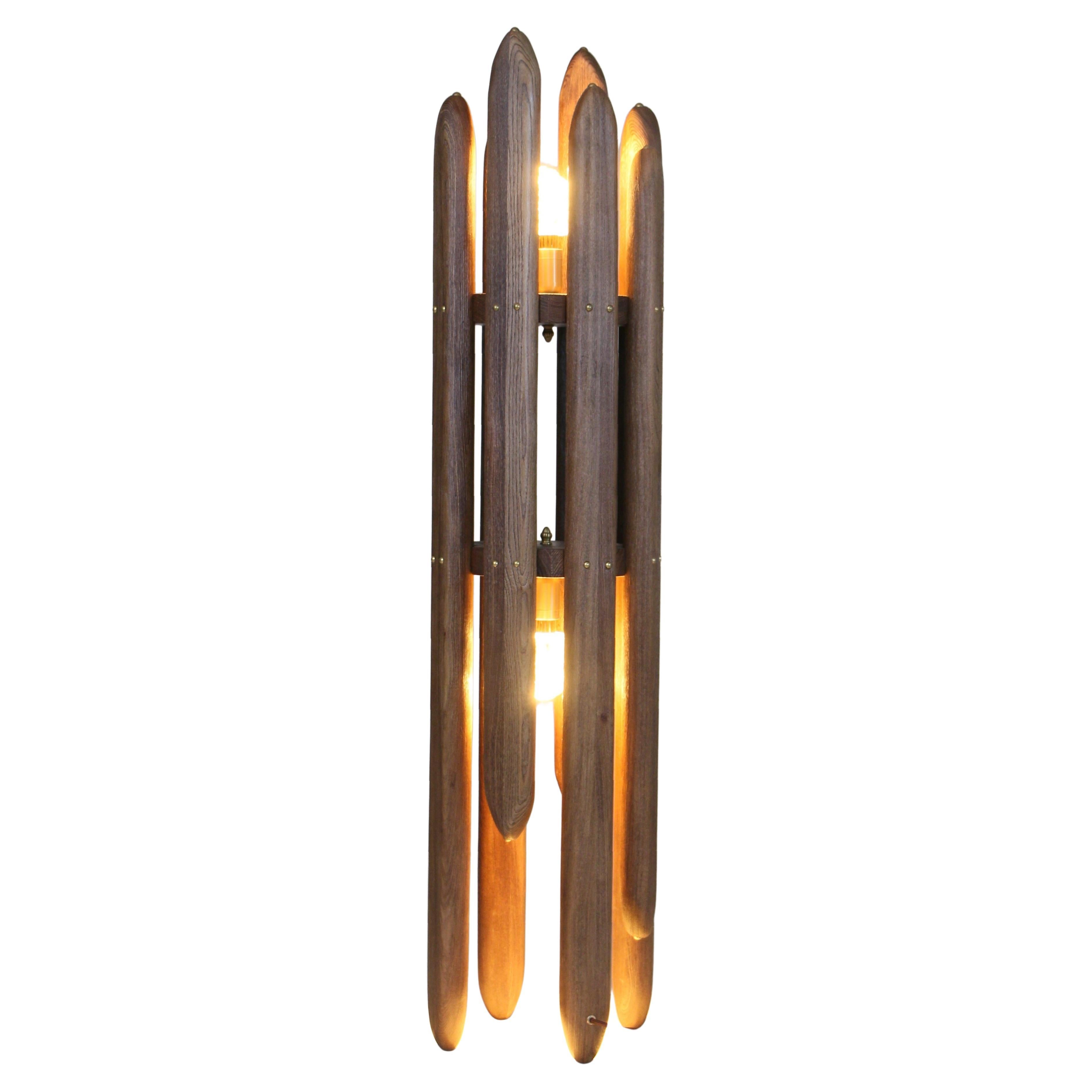 Mid-Century Modern Collectible Design UK Hand-Crafted Solid Wood Floor Lamp NOVA