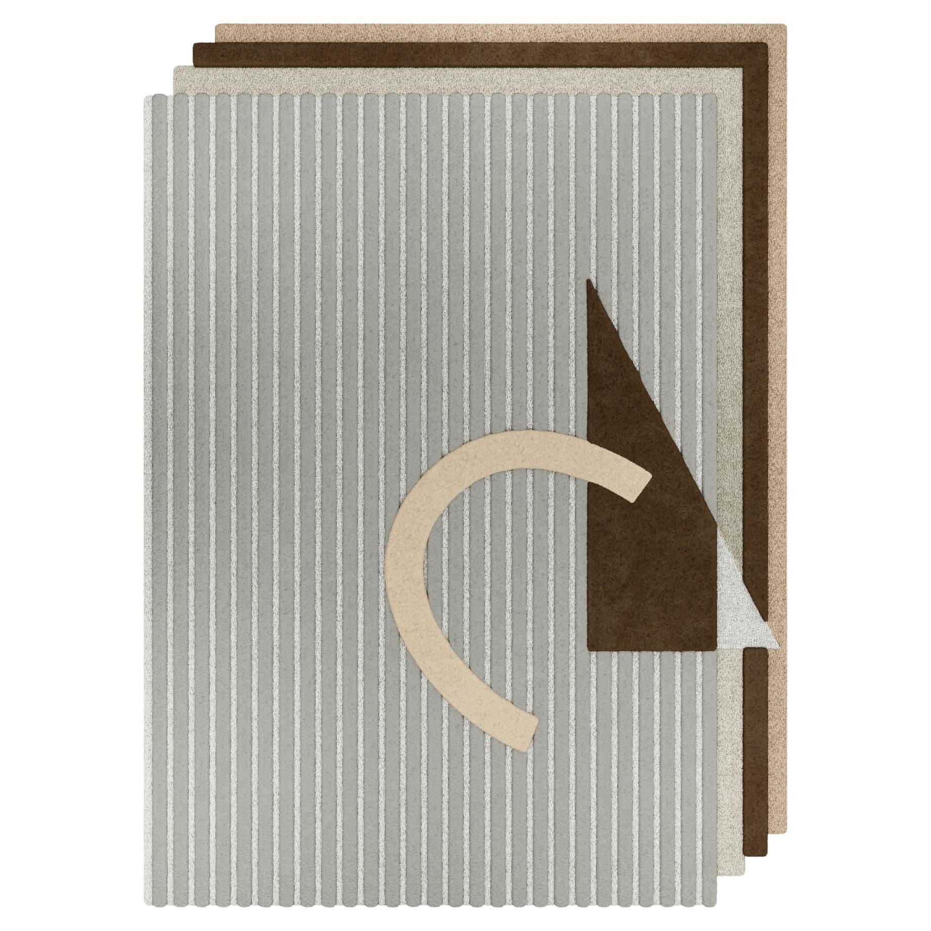 The Moderns Modern Forme rectangulaire Motif géométrique Tapis touffeté à la main Beige