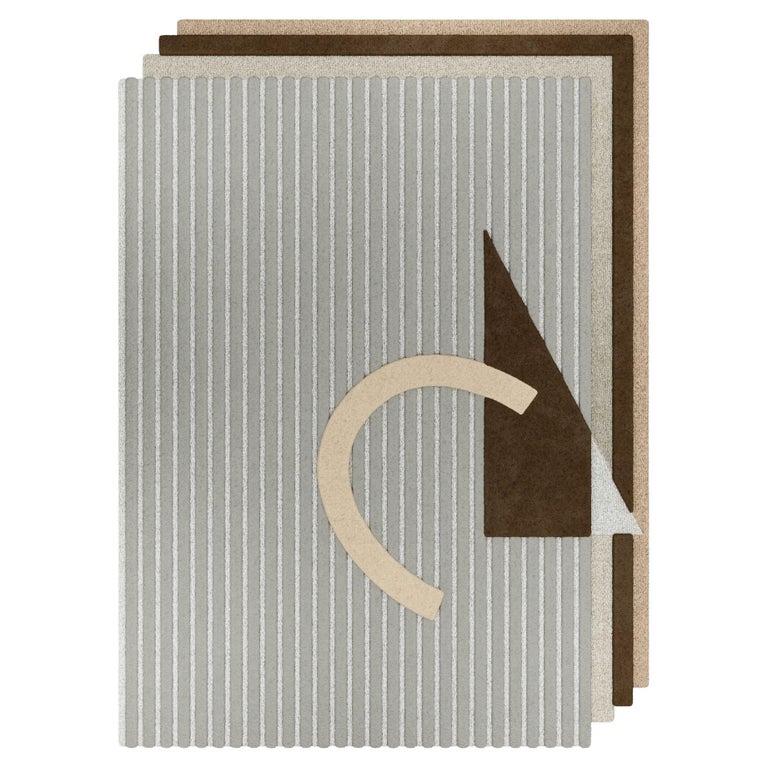 Organic Pastel Rug Texture Mid-Century Modern Design Bright Pastel Rug in Wool, Grey For Sale at ...