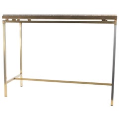 Mid-Century Modern Design circa 1980 Console in Brushed Brass with Marble Top