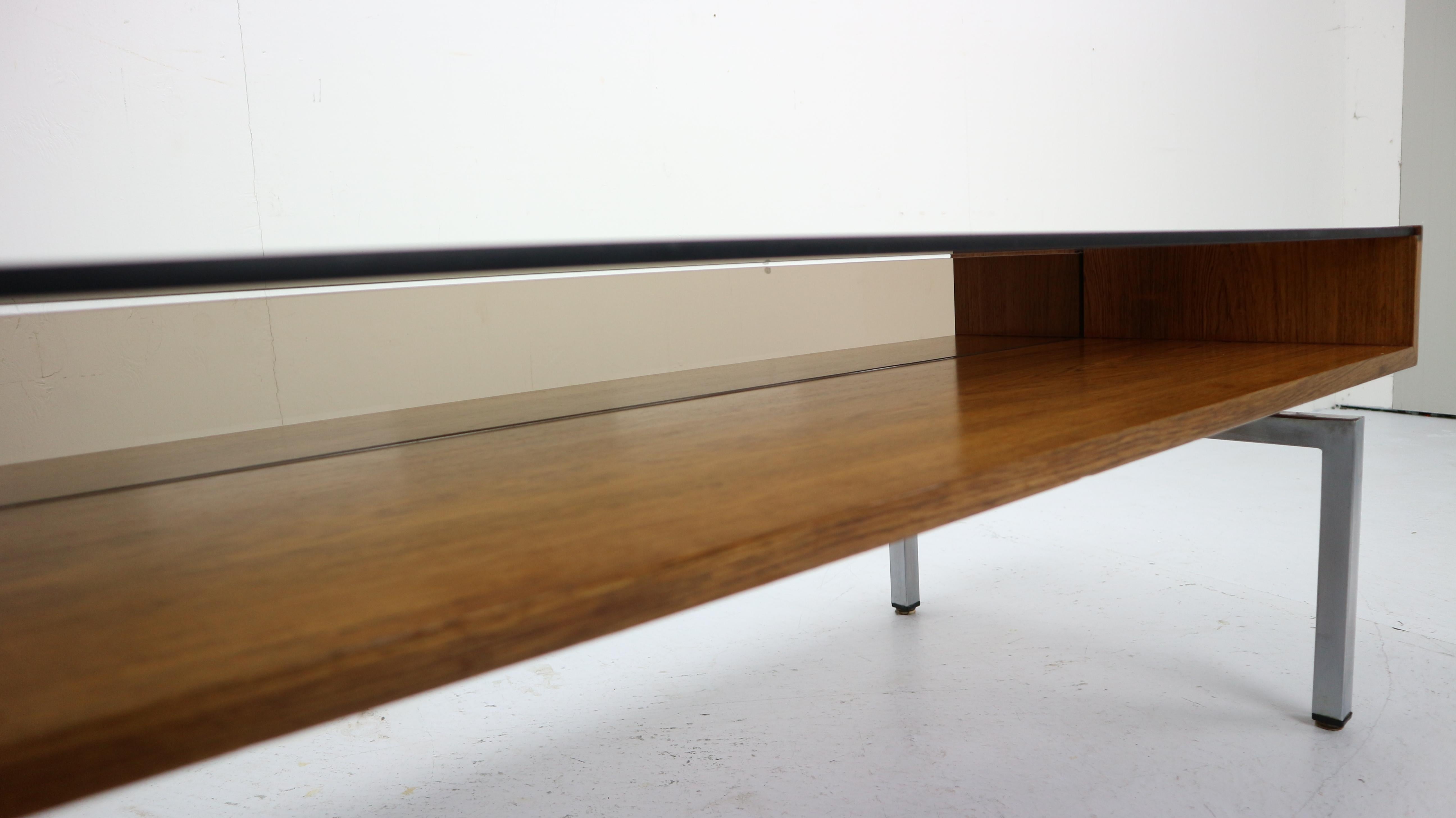 Mid-Century Modern Design Coffee Table Smoked Glass& Rosewood, 1970s 12