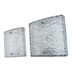 Mid-Century Modern Design Glass Sconce Wall Lamp Set by BUR Leuchten, 1960's