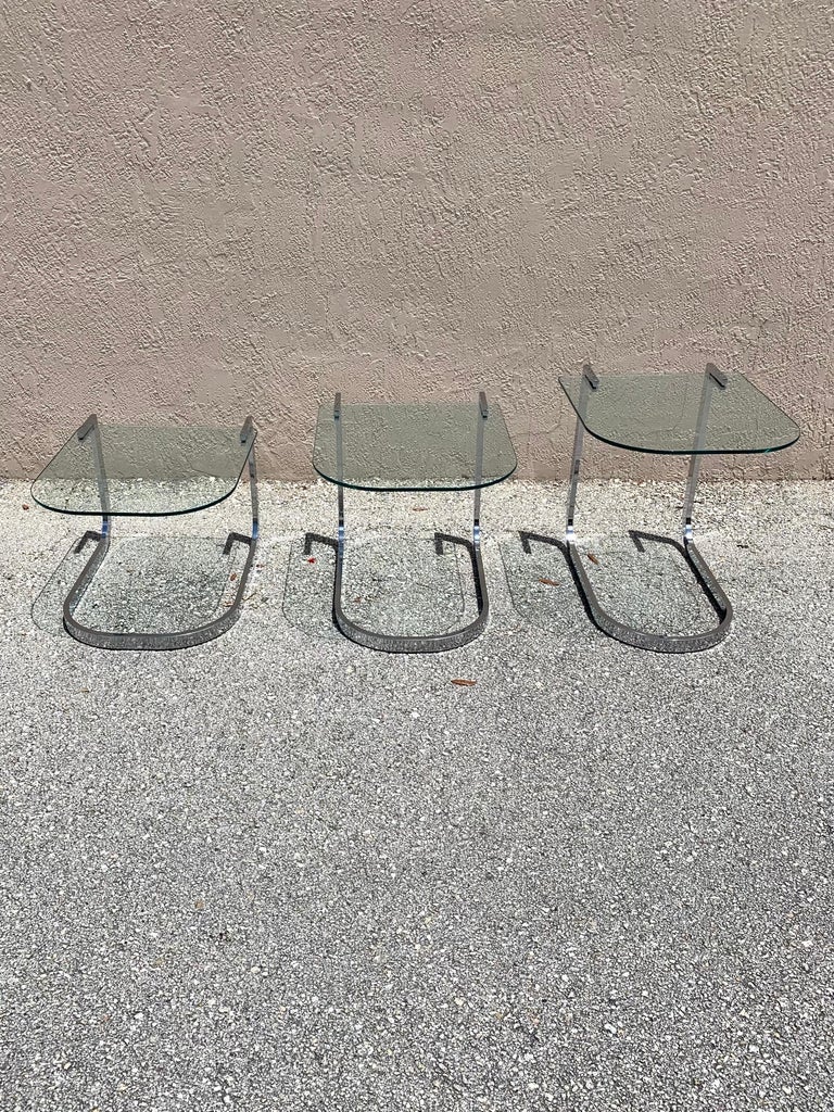 MidCentury Modern Design Institute of America Chrome and Glass Nesting