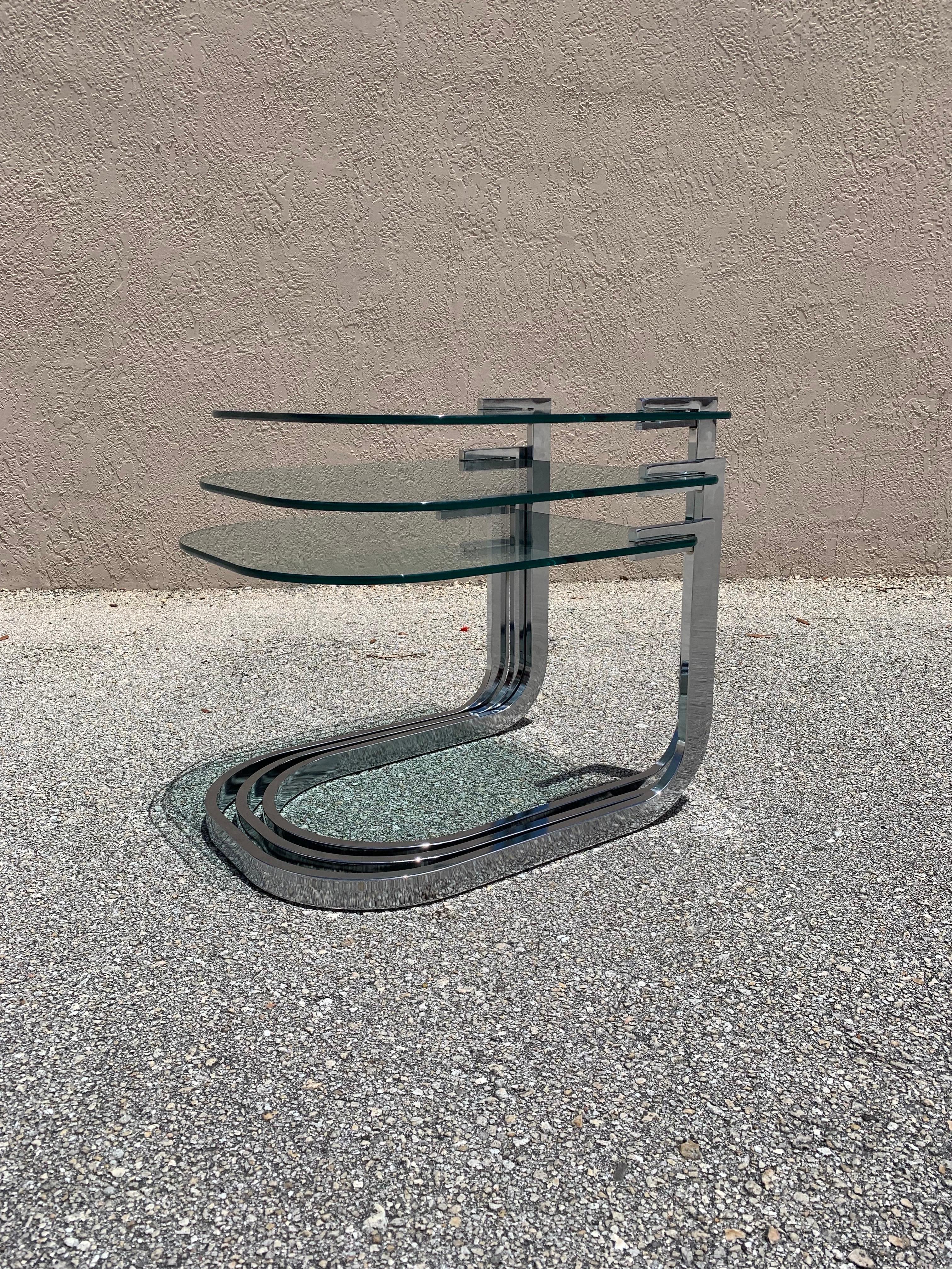 Mid-Century Modern Design Institute of America Chrome and Glass Nesting Tables For Sale 3