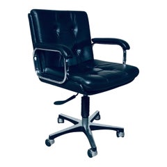 Mid-Century Modern Design Leather Office Chair, Italy, 1988