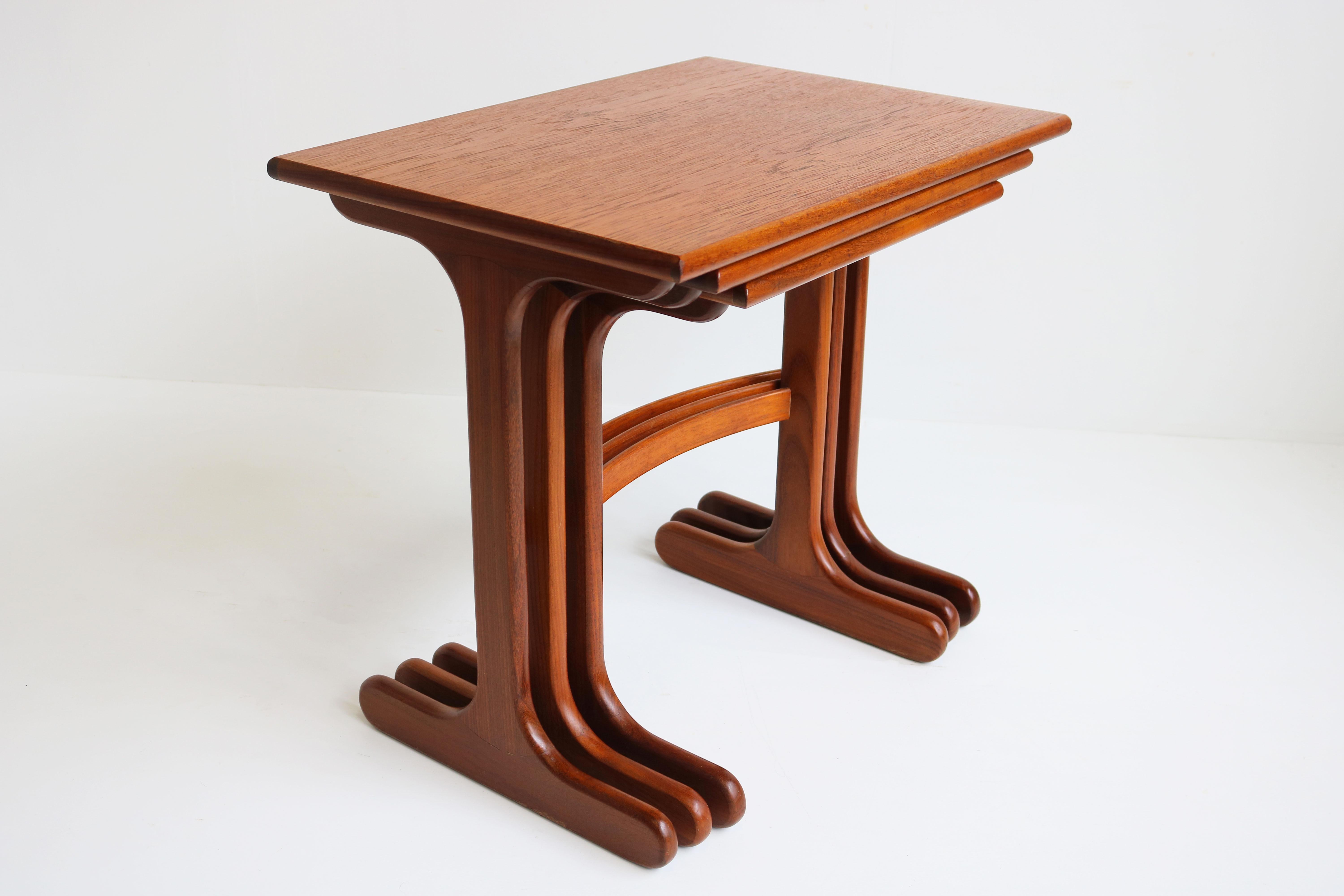 Mid-Century Modern Design Nesting Tables by G-Plan 1960 Teak Stacking Tables For Sale 1
