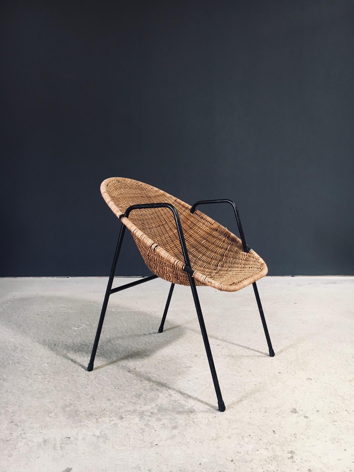 Poltrone in rattan di design della metà del secolo, Francia, anni '50 in vendita 2