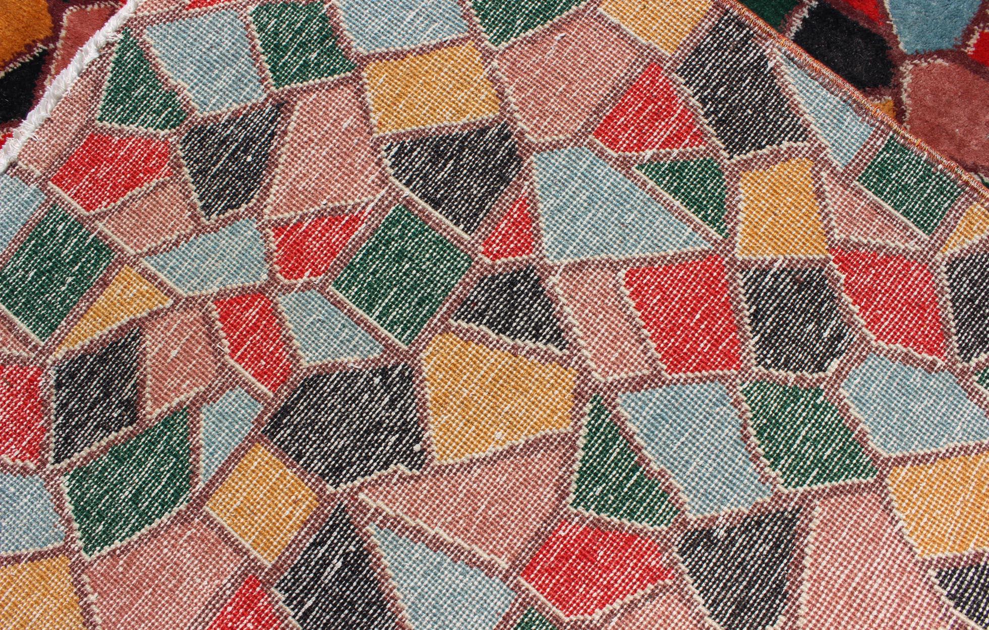    Mid-Century Modern Design Rug inspired by Stained glass & Unique Complexion For Sale 3