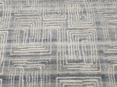 Mid-Century Modern Design Texturale Geometrische Blau Elfenbein Jules Teppich