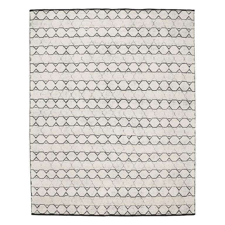 MidCentury Modern Design Textural Ivory Geometric Octavia Rug For Sale
