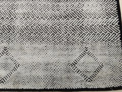 Mid-Century Modern Design Textural Ivory Geometric Shoowa Rug