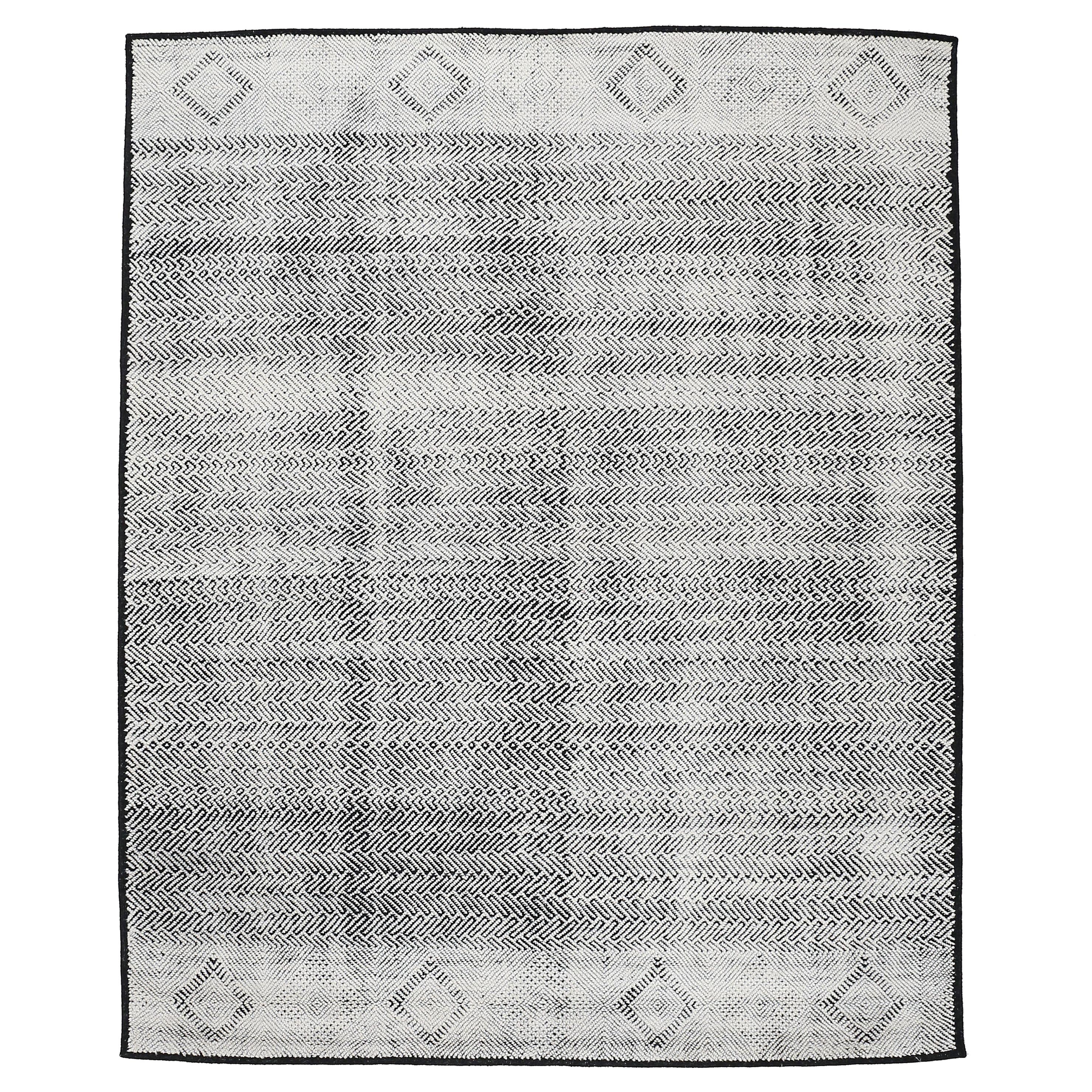 Moderner Design-Teppich aus der Jahrhundertmitte Geometrischer Shoowa-Teppich in Elfenbein
