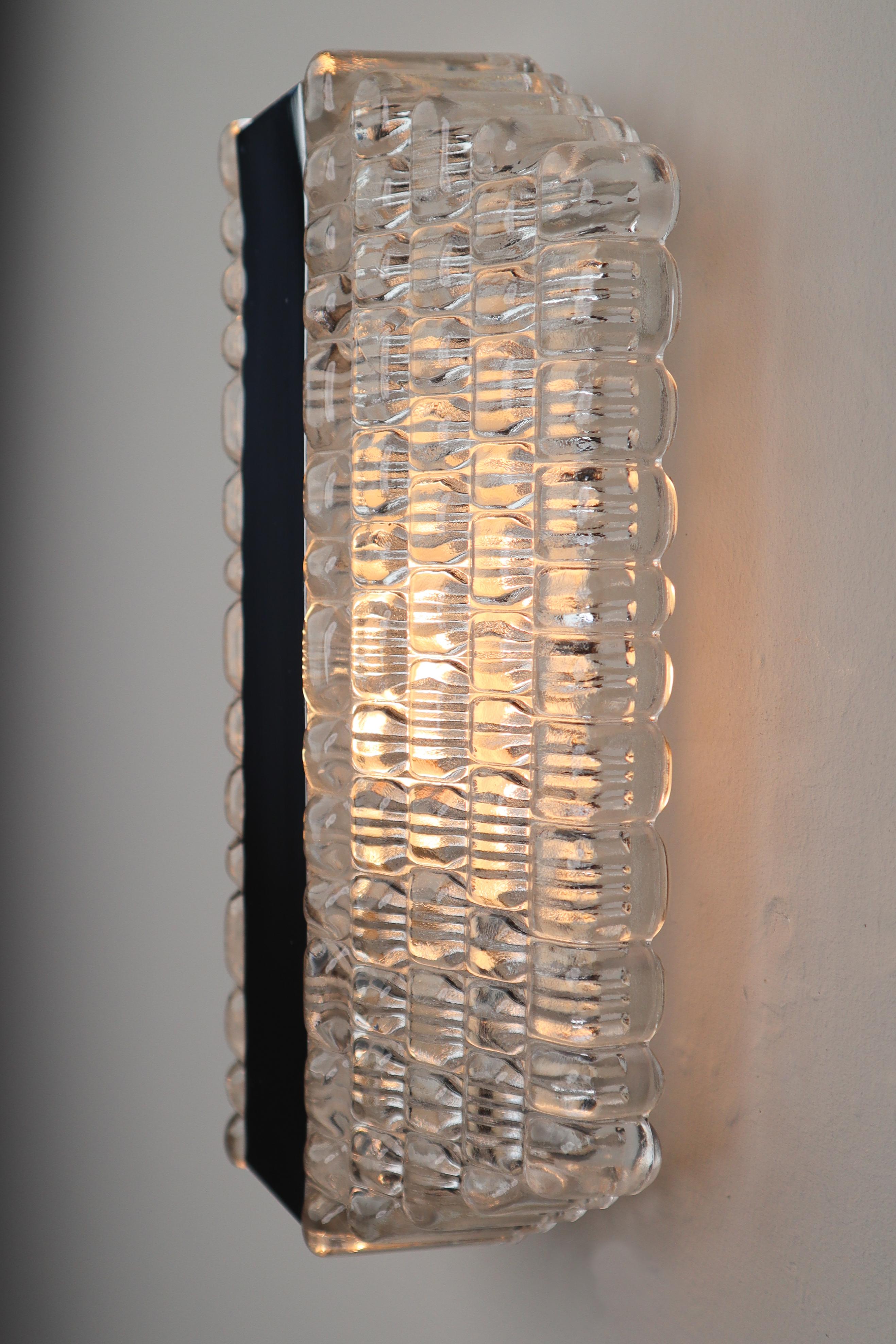 Glass Mid-Century Modern Design Wall Lights Designed by Kaiser Leuchten in the 1960s