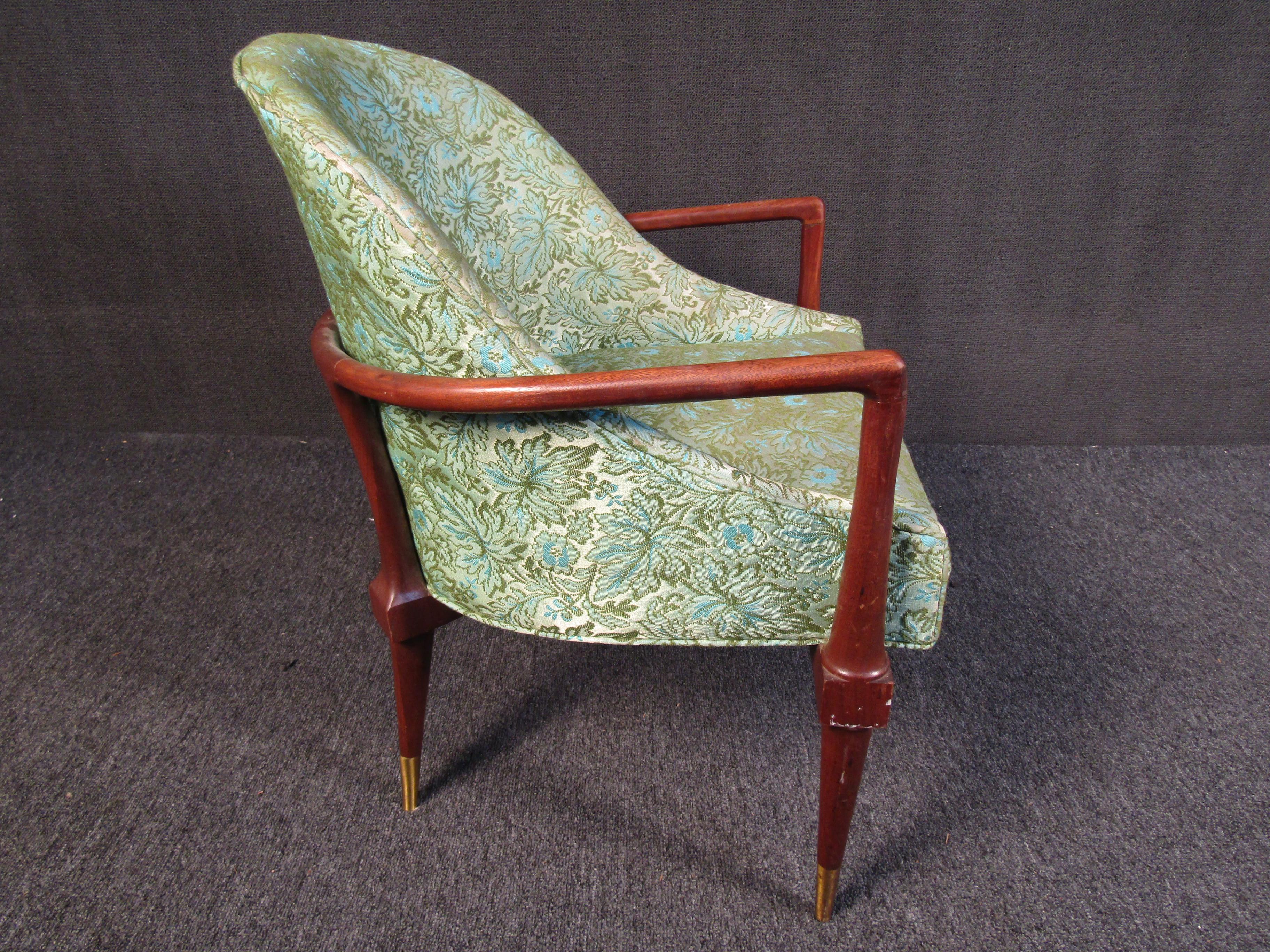Brass Mid-Century Modern Designer Armchair