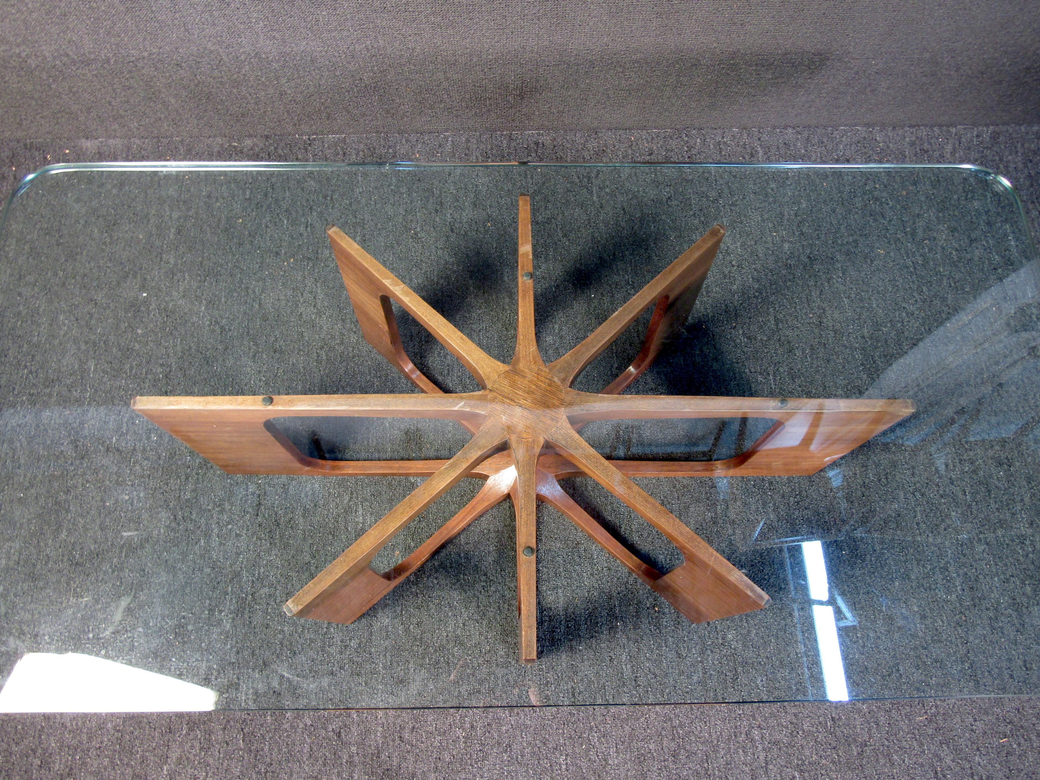 glass walnut coffee table
