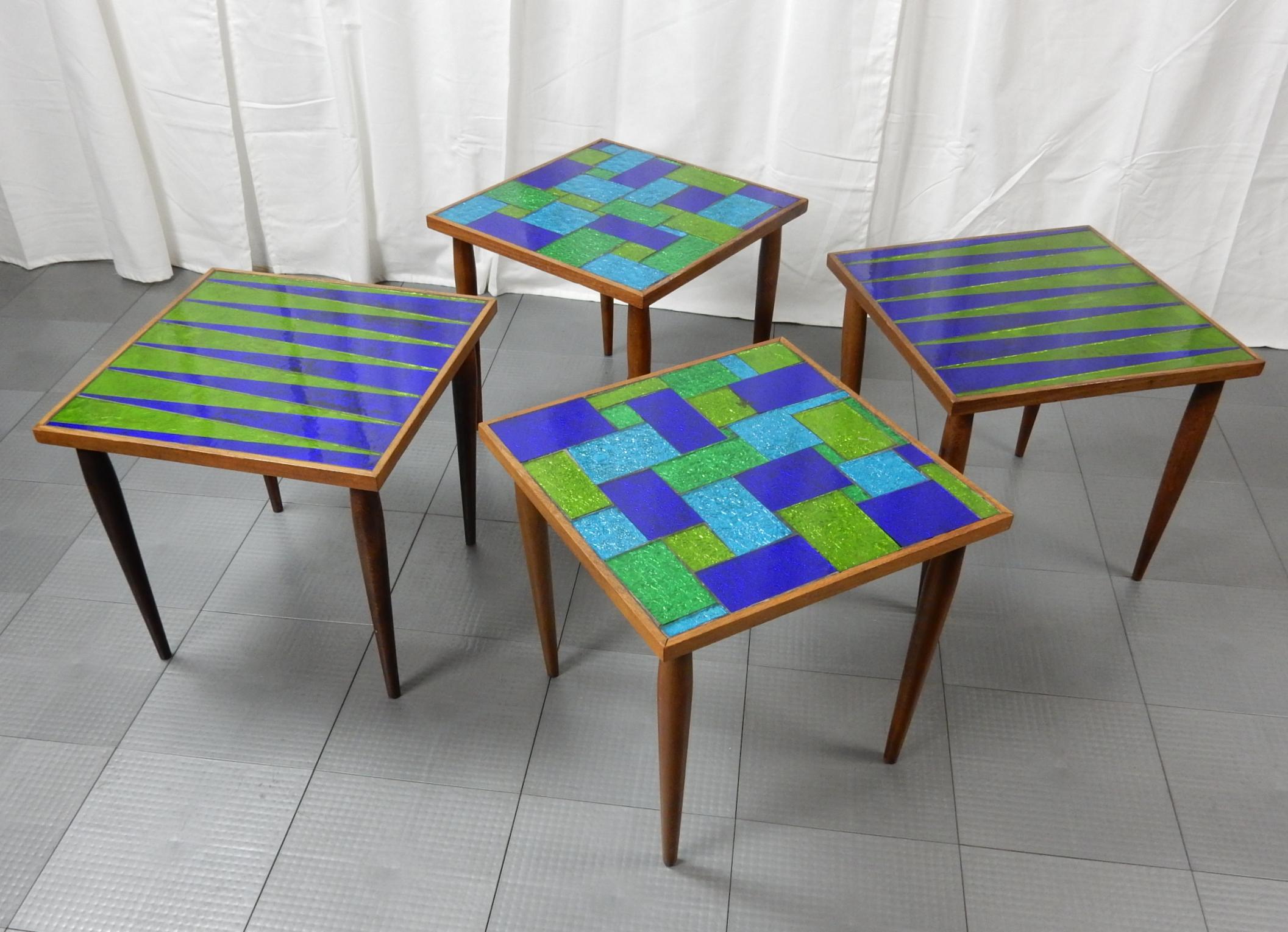 Mid-Century Modern Designer Georges Briard Mosaic Glass Table Set In Good Condition In Las Vegas, NV