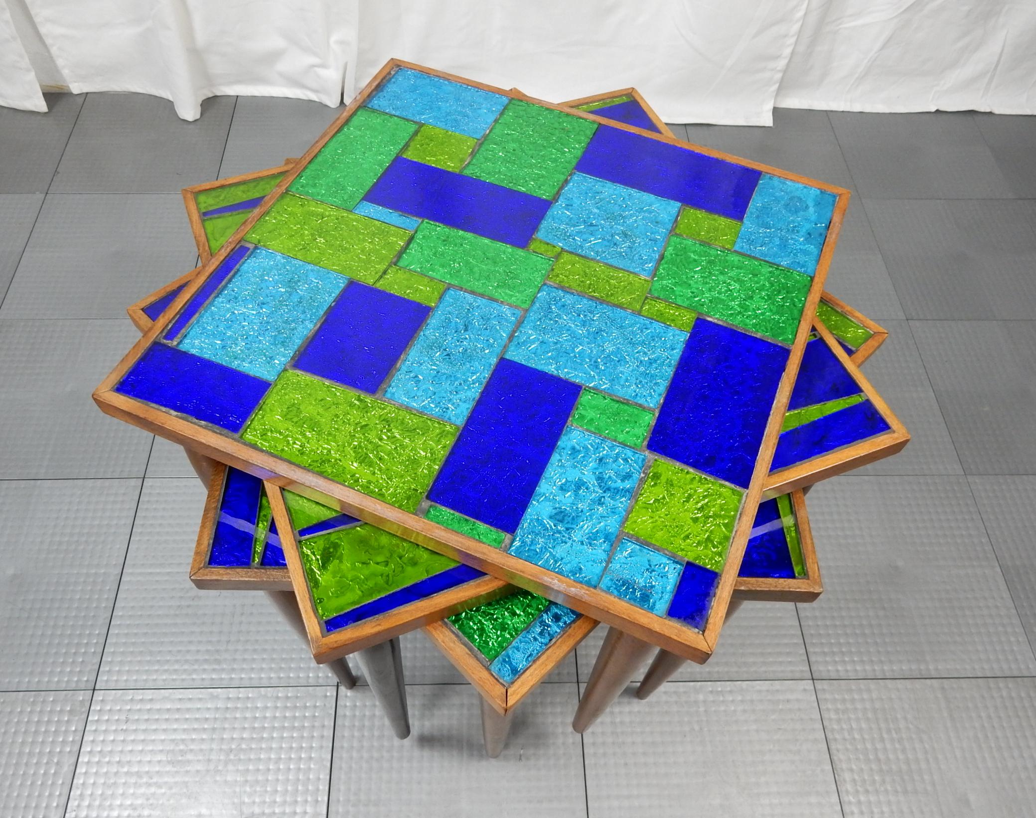 Mid-Century Modern Designer Georges Briard Mosaic Glass Table Set im Zustand „Gut“ in Las Vegas, NV