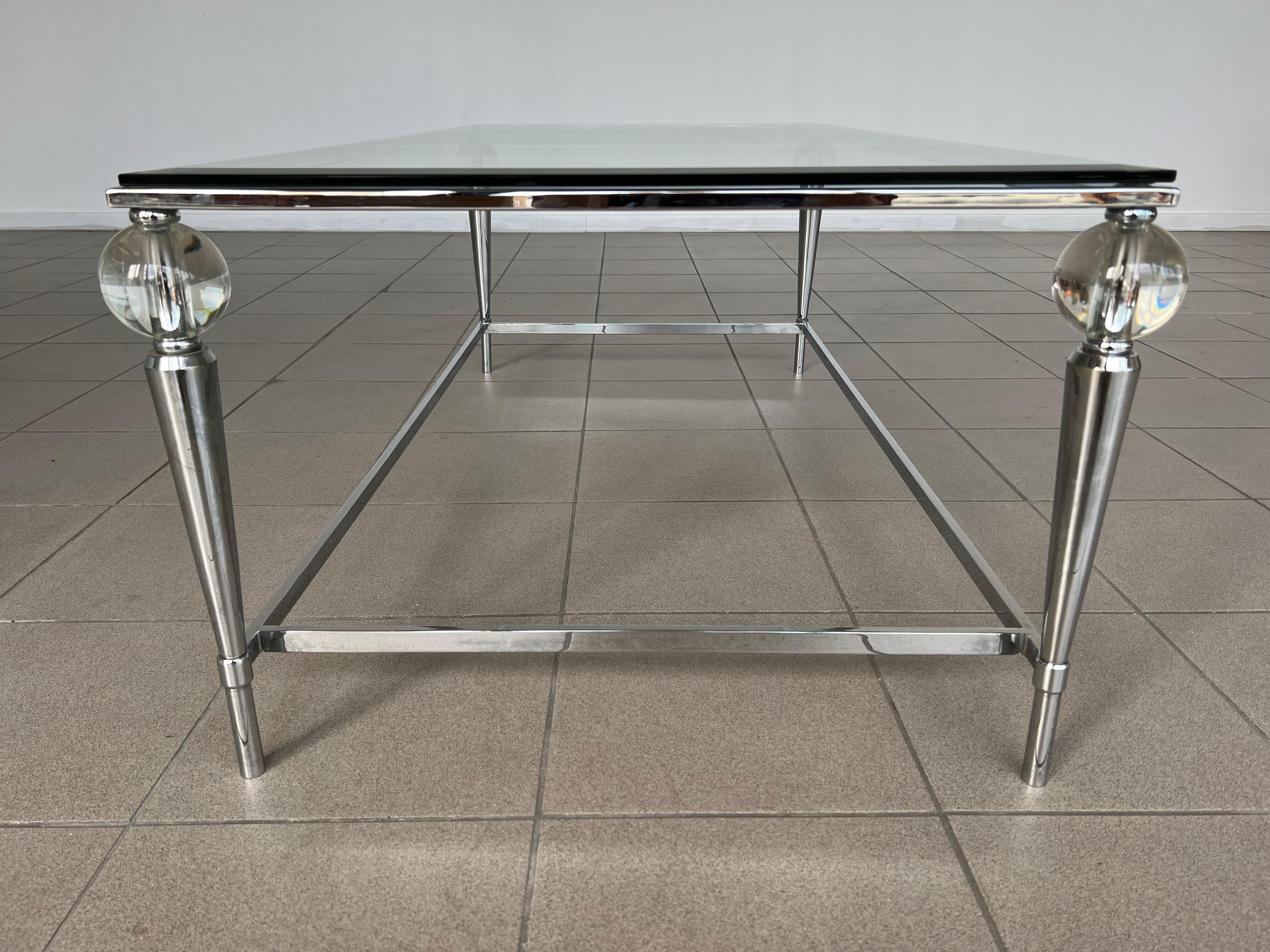 Mid-Century Modern Designer Glass Lucite and Metal Coffee Table In Good Condition In Bridgeport, CT
