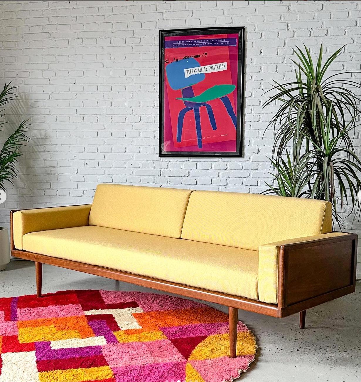 Mid-Century Modern Mid Century Modern Designer- Mel Smilow - Solid Walnut Case Sofa circa 1950s For Sale