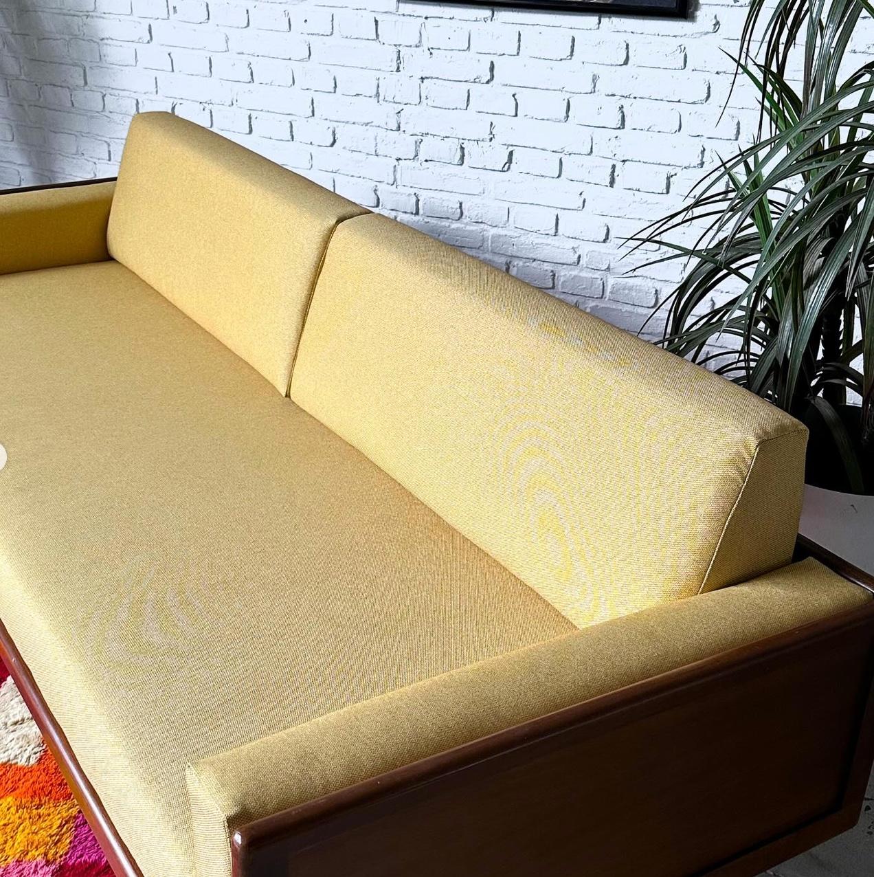 20th Century Mid Century Modern Designer- Mel Smilow - Solid Walnut Case Sofa circa 1950s For Sale