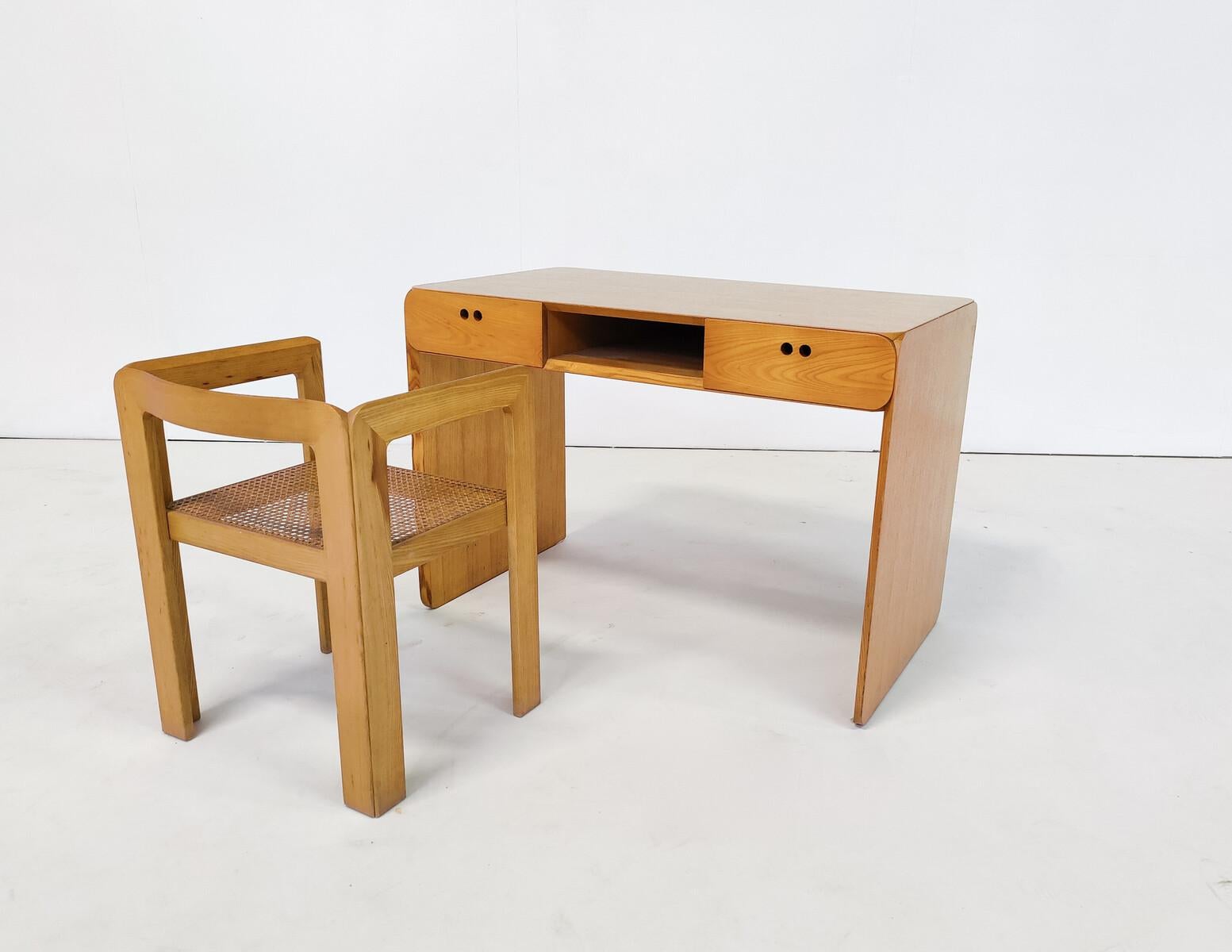 Wood Mid-Century Modern Desk by Derk Jan De Vries, Domus, Italy, 1960s For Sale
