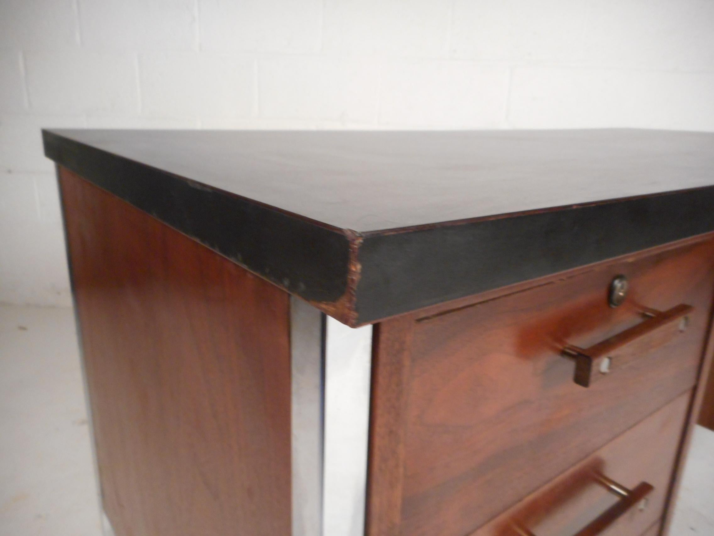 Chrome Mid-Century Modern Desk by Design Craft with a Finished Back