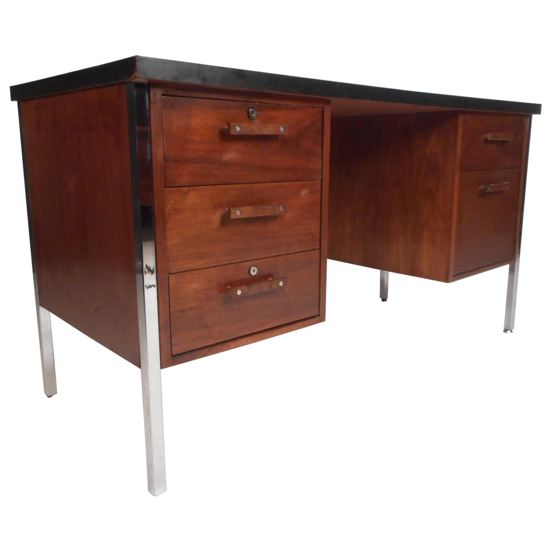 Mid-Century Modern Desk by Design Craft with a Finished Back