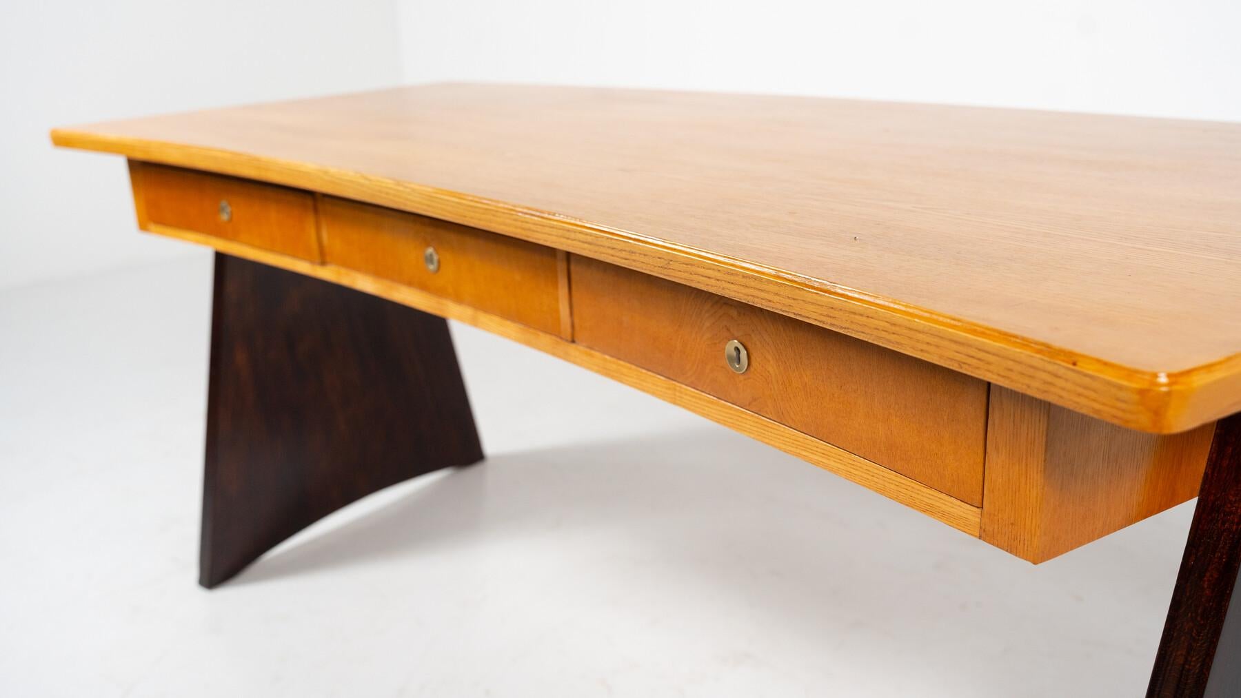 Legno Scrivania moderna di metà secolo di Erich Stratmann, Germania, 1950 in vendita