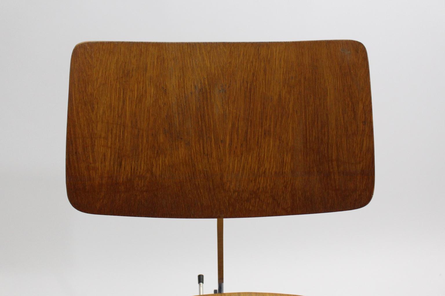 Mid-Century Modern Desk Chair by Jorgen Rasmussen Metal Oak Denmark, circa 1950 9