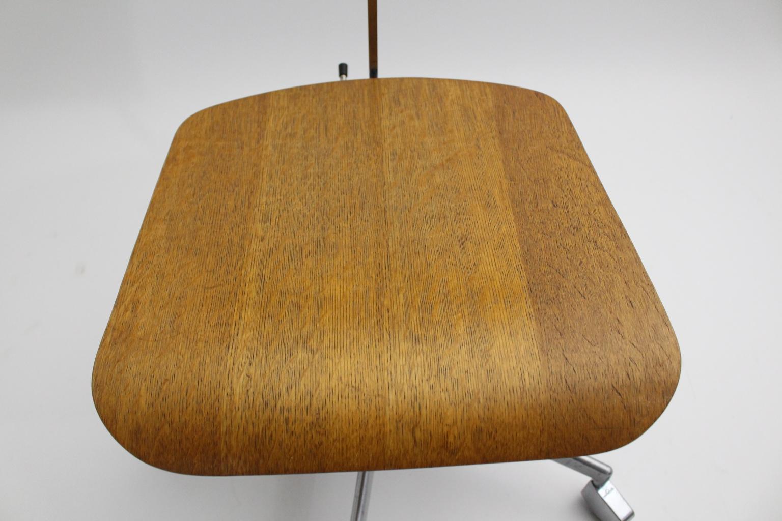 Mid-Century Modern Desk Chair by Jorgen Rasmussen Metal Oak Denmark, circa 1950 10