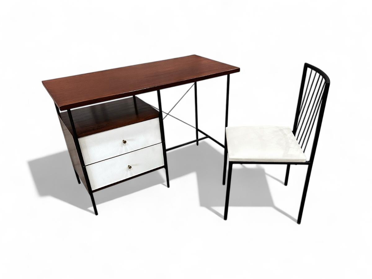 Brazilian Mid-Century Modern Desk & Chair in Hardwood & Iron by Geraldo de Barros, Brazil For Sale