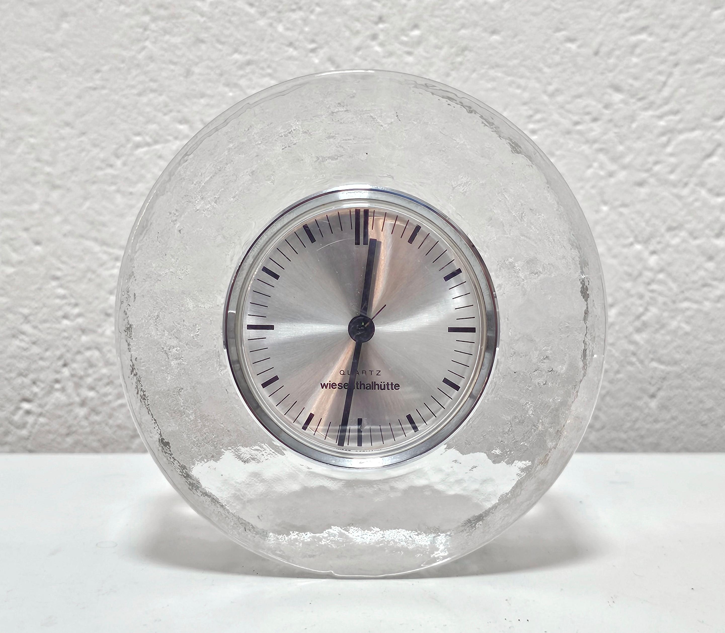 Mid-Century Modern Mid Century Modern Desk Clock with Massive Glass Frame, West Germany 1970s For Sale