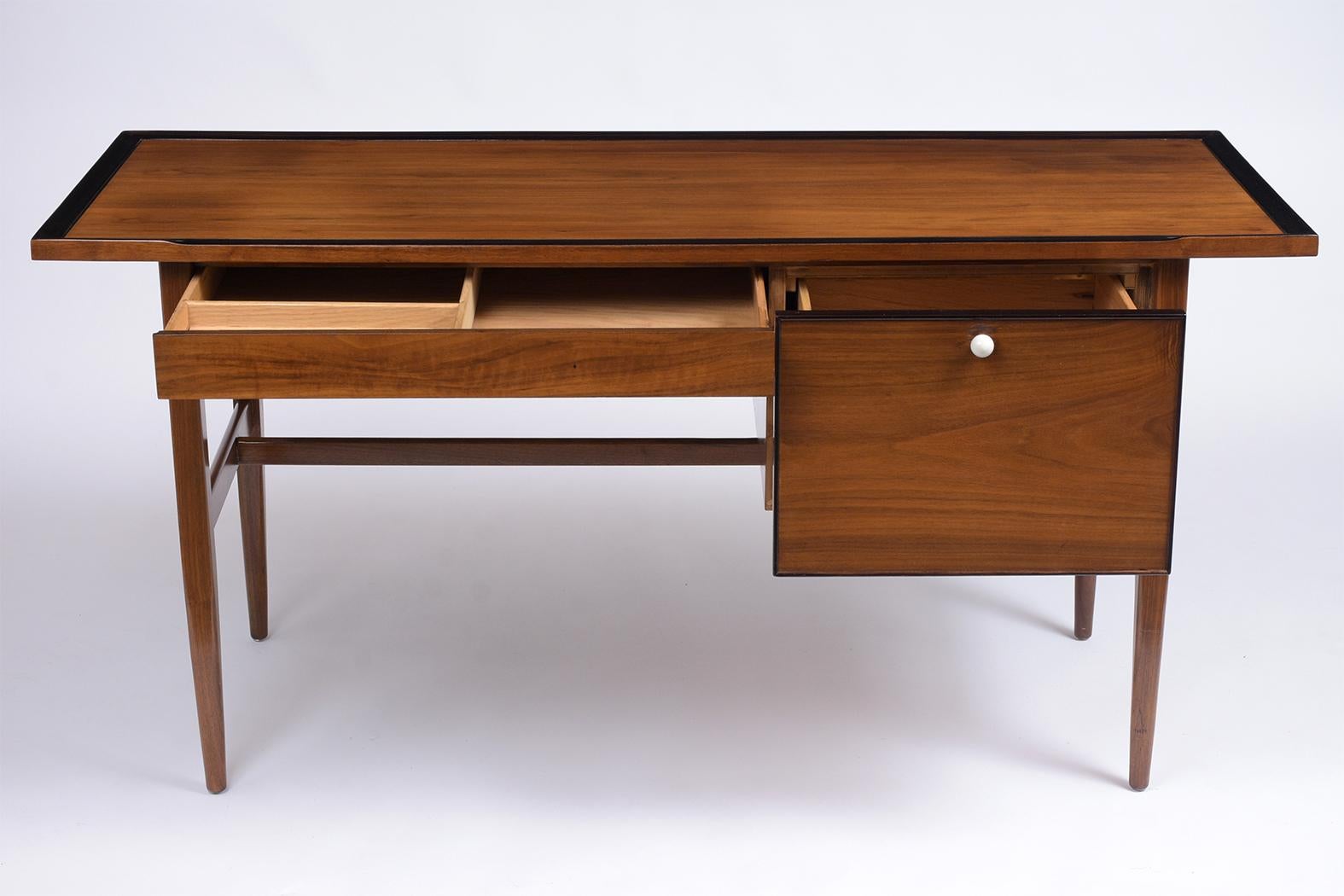 American 1960's Mid-Century Modern Walnut Desk