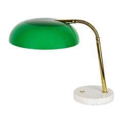 Mid-Century Modern Desk Lamp Attributed Stilnovo, Marble, Brass, Plastic - Italy