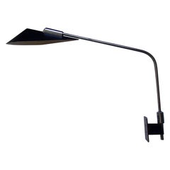 Mid-Century Modern Desk or Reading Wall Light Movable Chrome Arm and Black Shade