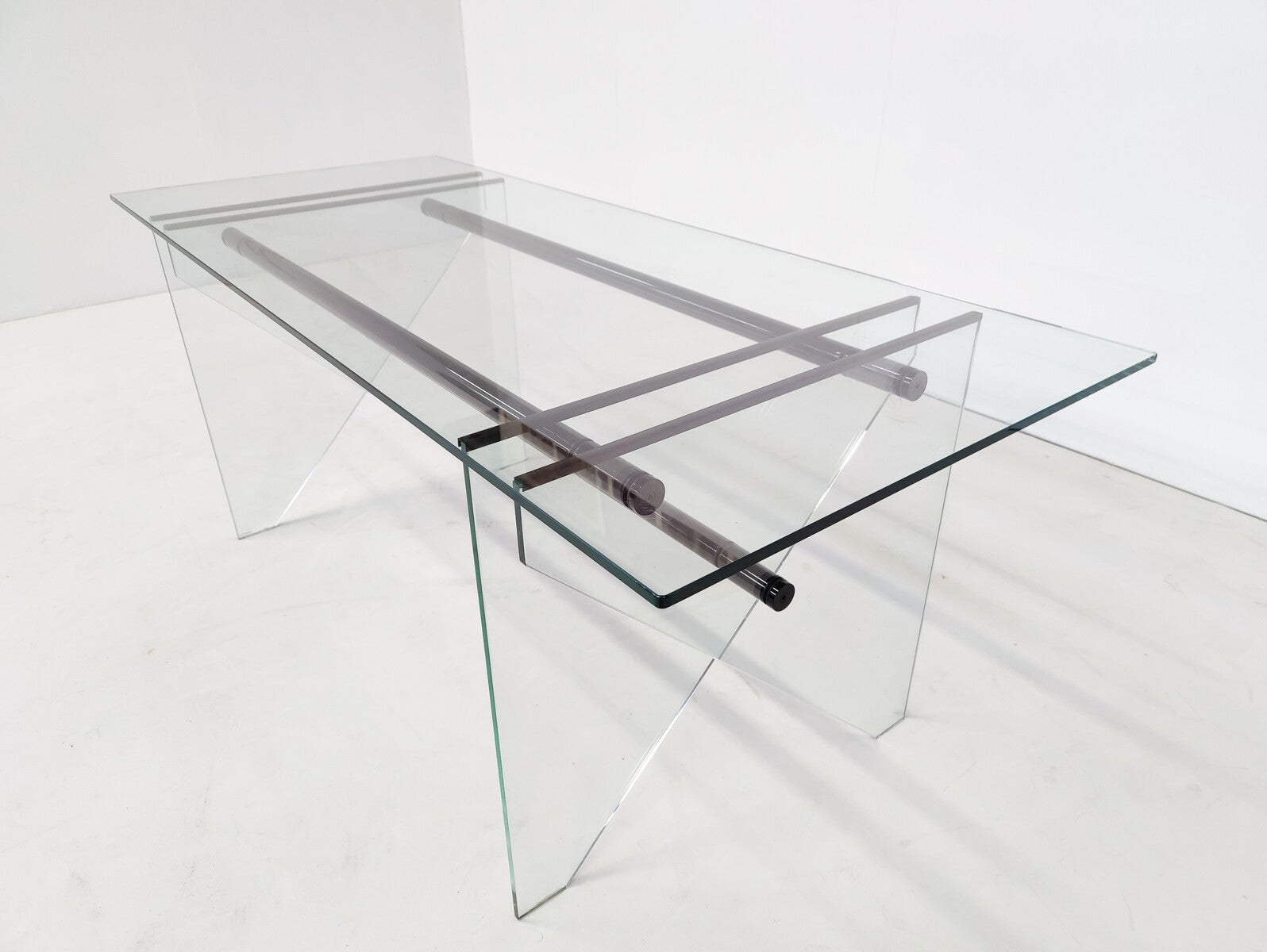 Mid-Century Modern Desk/Table in Glass, Italy, 1980s For Sale at 1stDibs