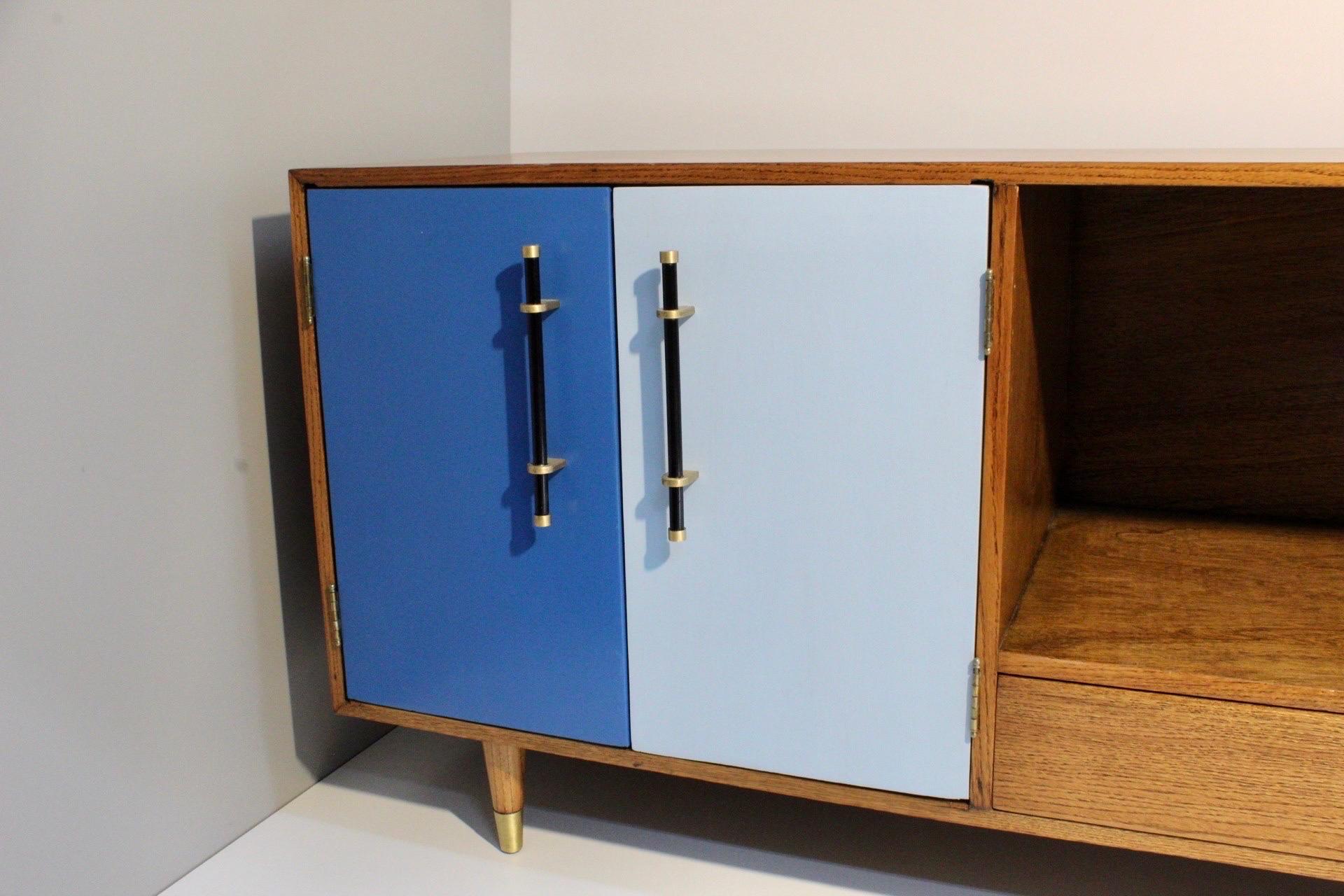 Brass Mid-Century Modern Desk w/ Bookcase & Cabinet