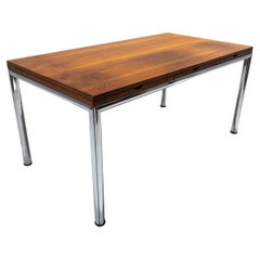 Mid-Century Modern Desk with 3 Drawers, Walnut and Chrome, Italy, 1960s