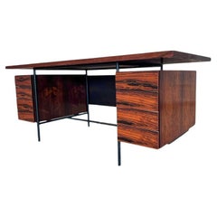 Mid-Century Modern Desk with 6 drawers in Hardwood & Iron, Geraldo de Barros