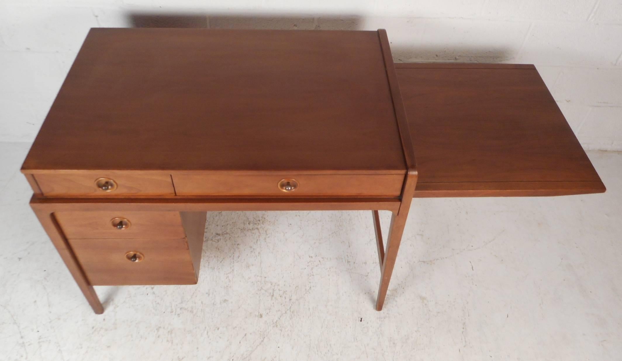 Metal Mid-Century Desk with Side Extension by John Van Koert for Drexel