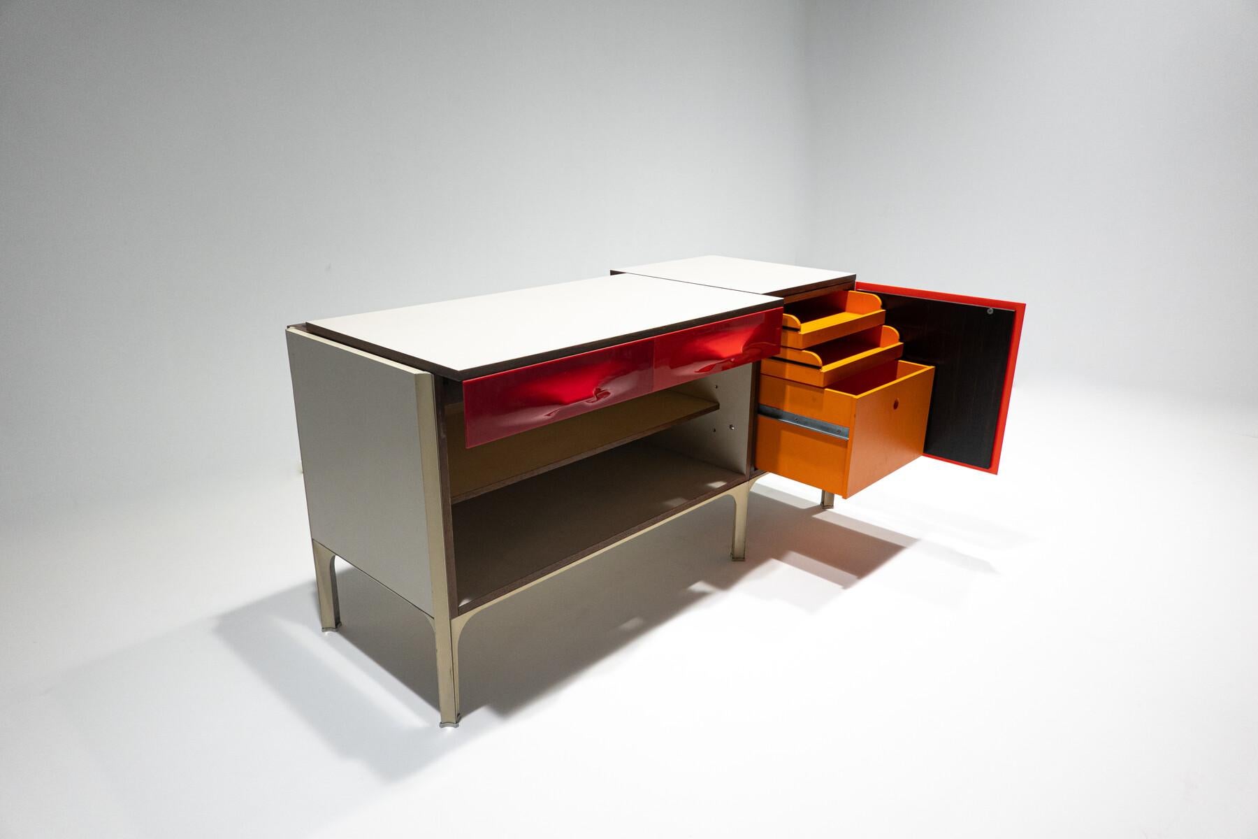 Mid-Century Modern Desk with Sliding Top by Raymond Loewy, 1960s For Sale 5