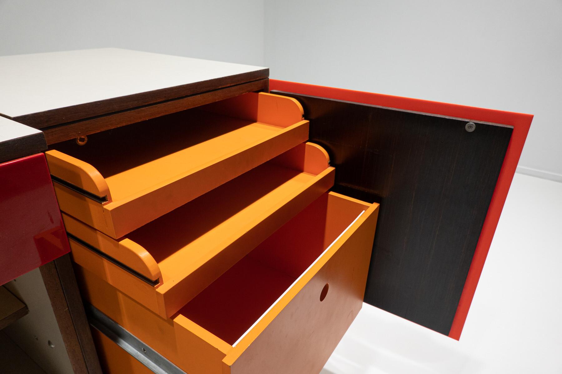 Mid-Century Modern desk with sliding top by Raymond Loewy, 1960s.