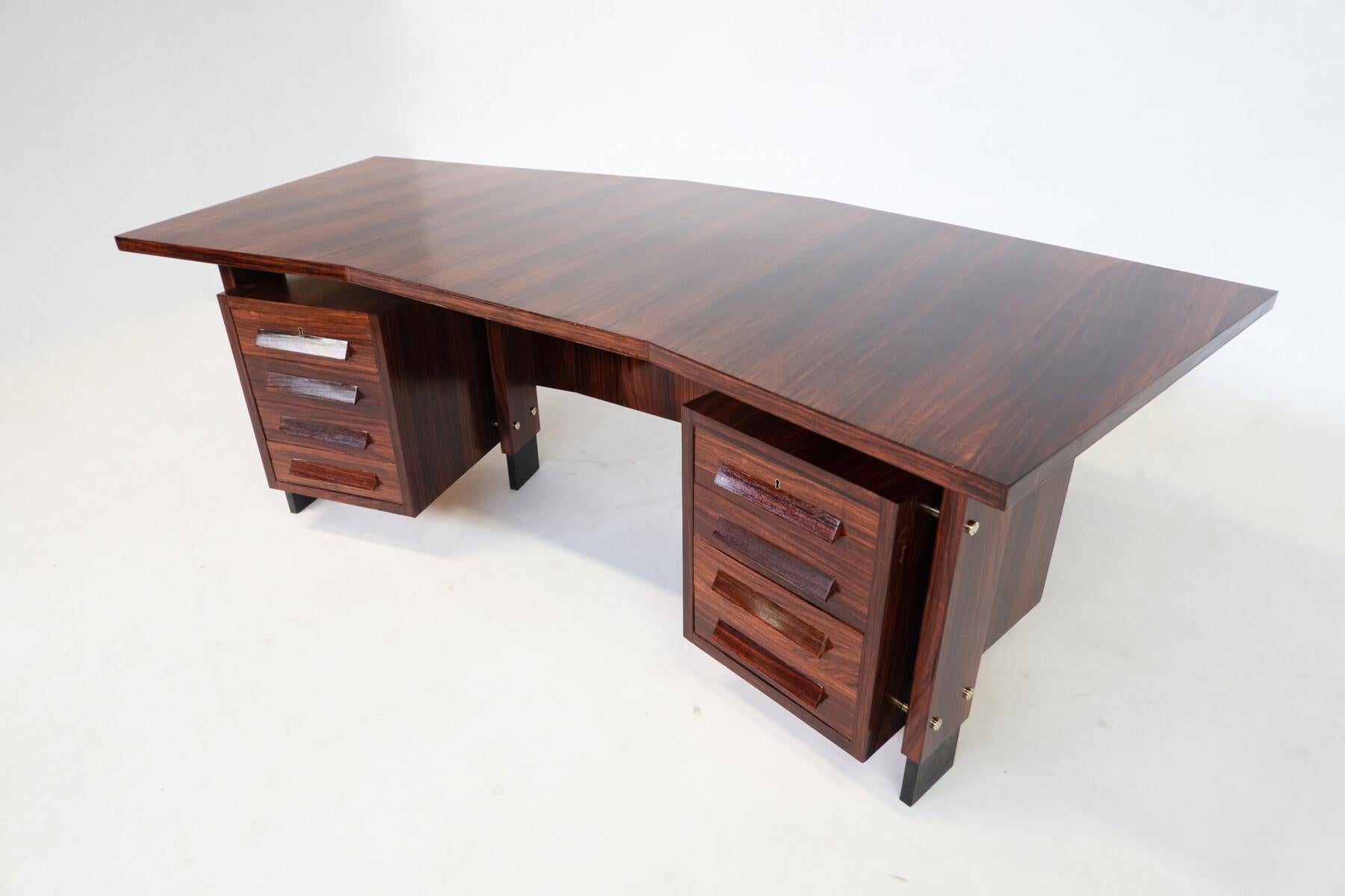 Moderner Schreibtisch aus der Jahrhundertmitte, Holz, Italien, 1960er Jahre im Angebot 12