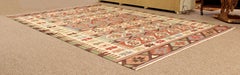 Mid-Century Modern Dhurrie Rectangular Area Rug Carpet Red Green Brown
