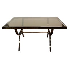 Mid-Century Modern Dia Chrome and Smoked Glass Expandable Table