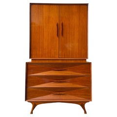 Mid Century Modern Diamond Albert Parvin Style Highboy Dresser